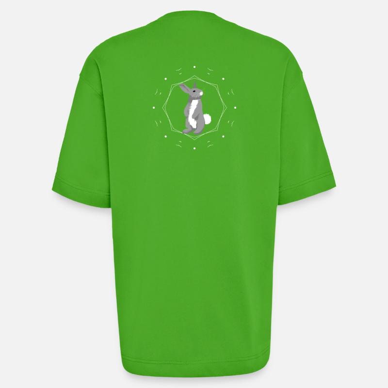 Rabbit in geometry ring - Heavyweight T-Shirt - made by SPREAD  - Apple Neon