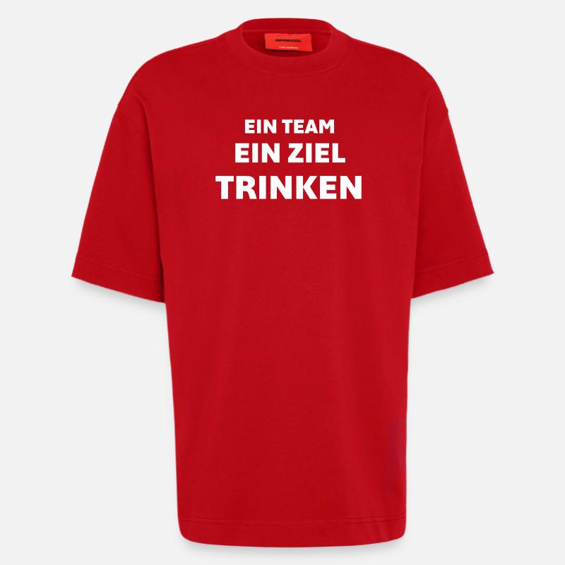 One team, one goal, drinking - Heavyweight T-Shirt - made by SPREAD - red