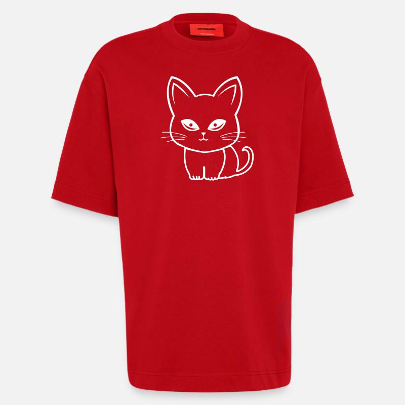 Katze Cat Comic - Heavyweight T-Shirt - made by SPREAD  - red