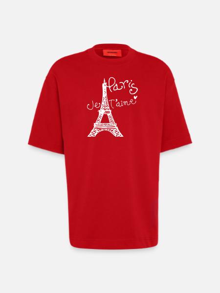 Paris Je T'aime Eiffel tower - Heavyweight T-Shirt - made by SPREAD  - red