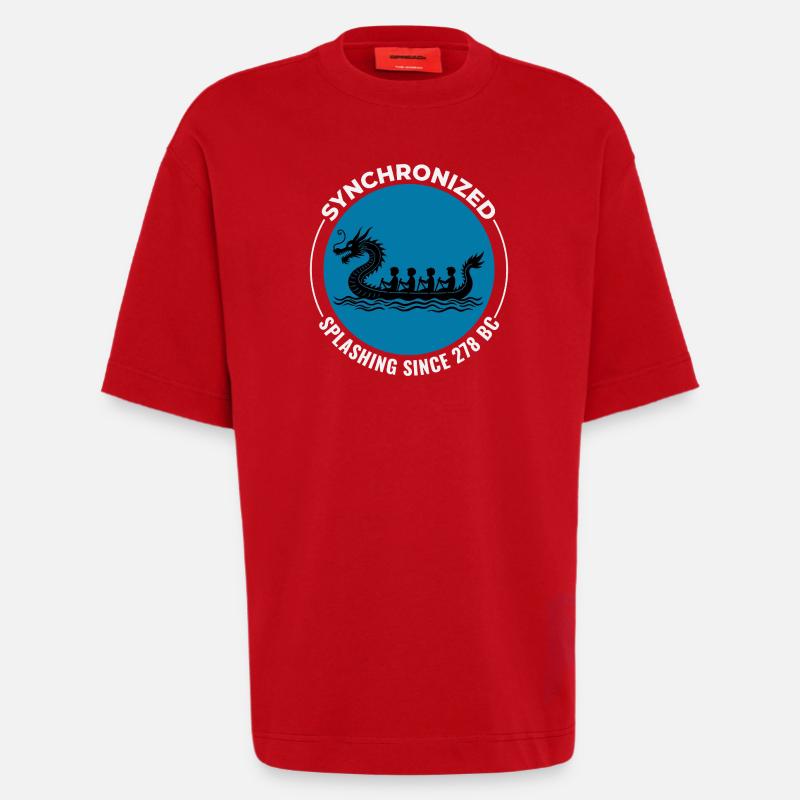 Conception de pagayage synchronisé - T-shirt bio épais oversize fabriqué en UE - rouge