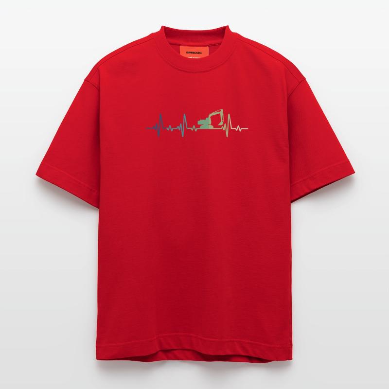 Ausgräber Baustelle Herzschlag-Bagger Heavyweight T-Shirt - made by SPREAD 