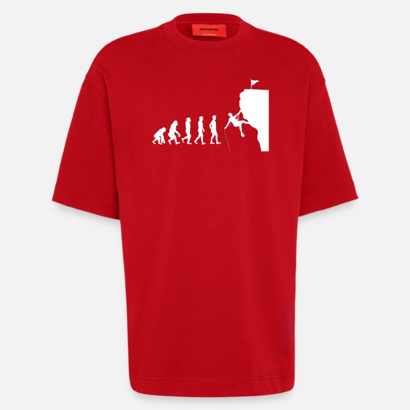 Evolution climbing - Heavyweight T-Shirt - made by SPREAD  - red