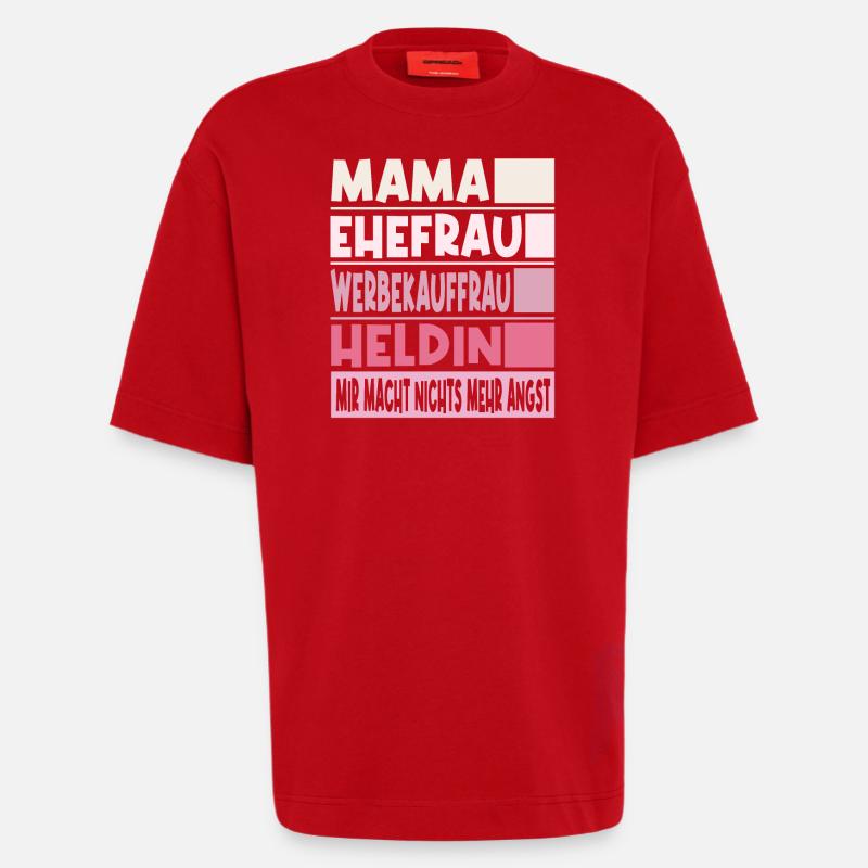 Werbekauffrau Mama Ehefrau Heldin - Heavyweight T-Shirt - made by SPREAD - Rot
