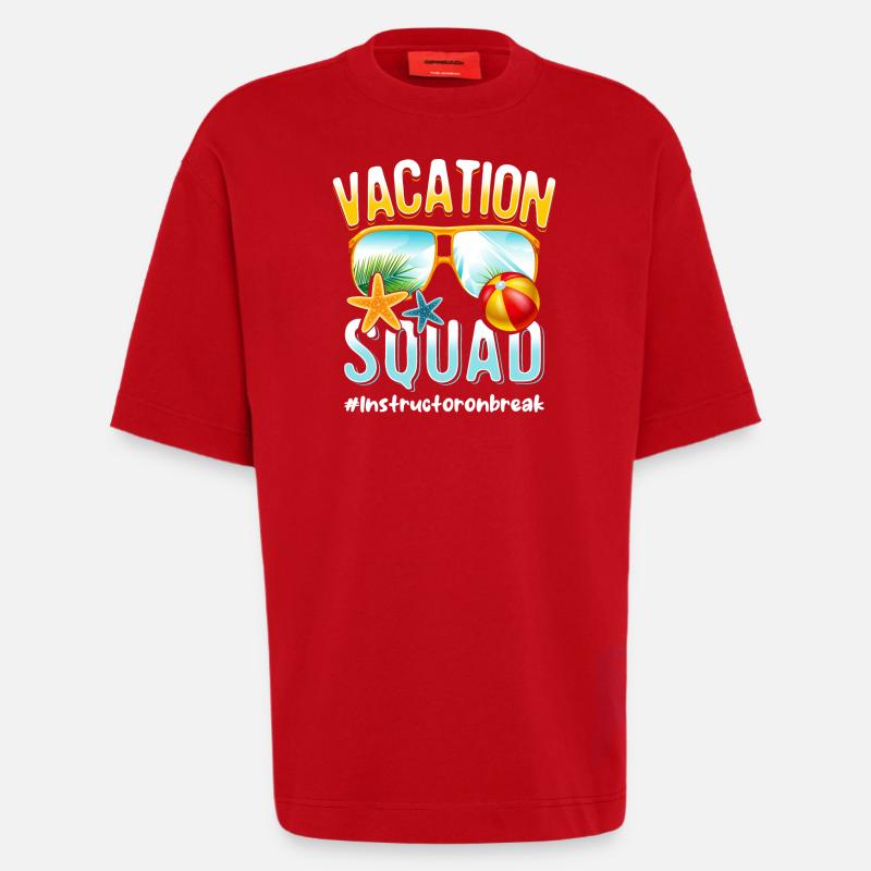 Instructeur Vacation Squad #Instructoronbreak - T-shirt bio épais oversize fabriqué en UE - rouge