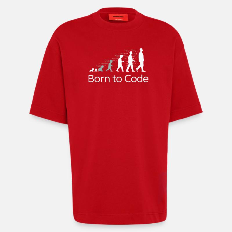 NÉ POUR CODER - T-shirt bio épais oversize fabriqué en UE - rouge