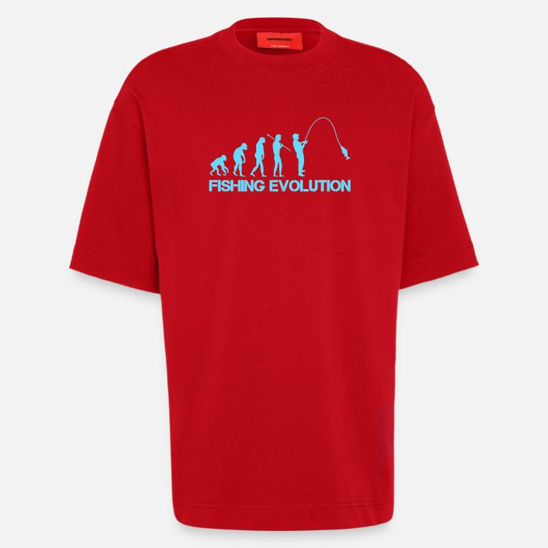 Évolution de la pêche 1 - T-shirt bio épais oversize fabriqué en UE - rouge