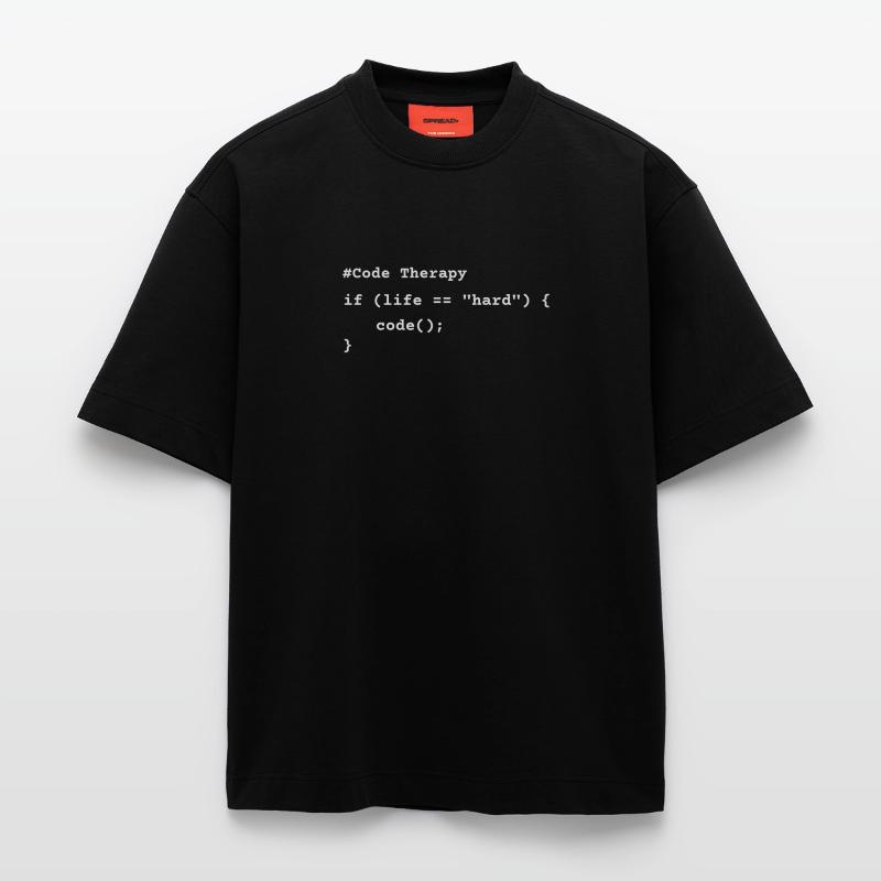 Code Therapy – T-shirt de programmation drôle T-shirt bio épais oversize fabriqué en UE