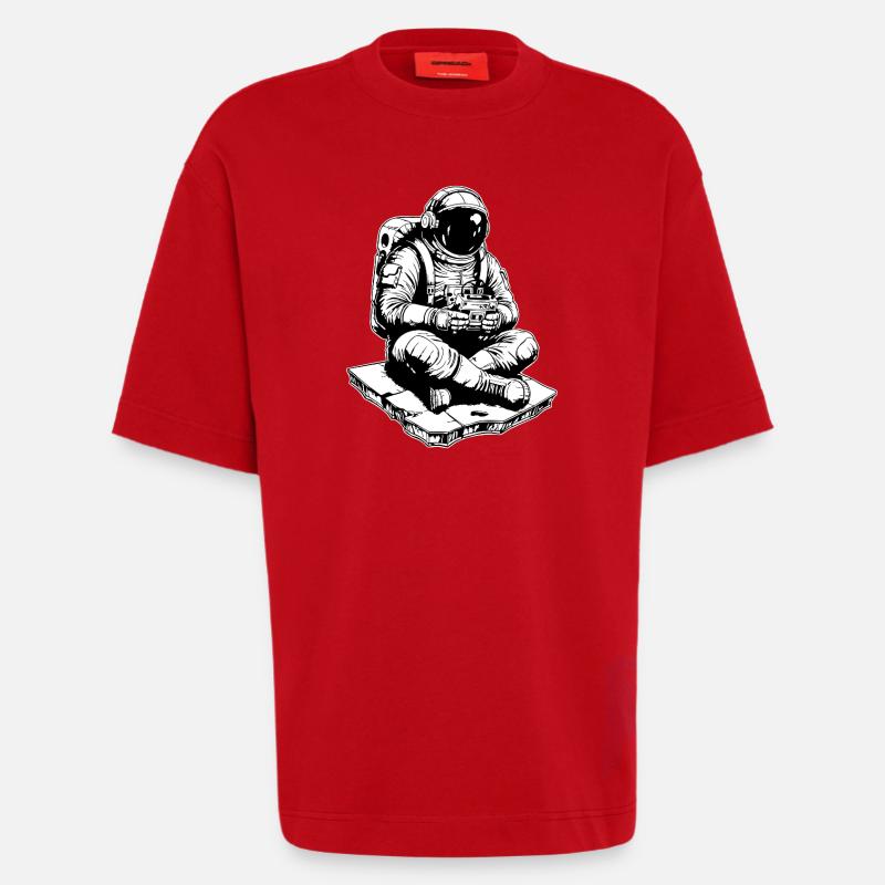 Astronaut Gaming Space Console - Heavyweight T-Shirt - made by SPREAD  - red