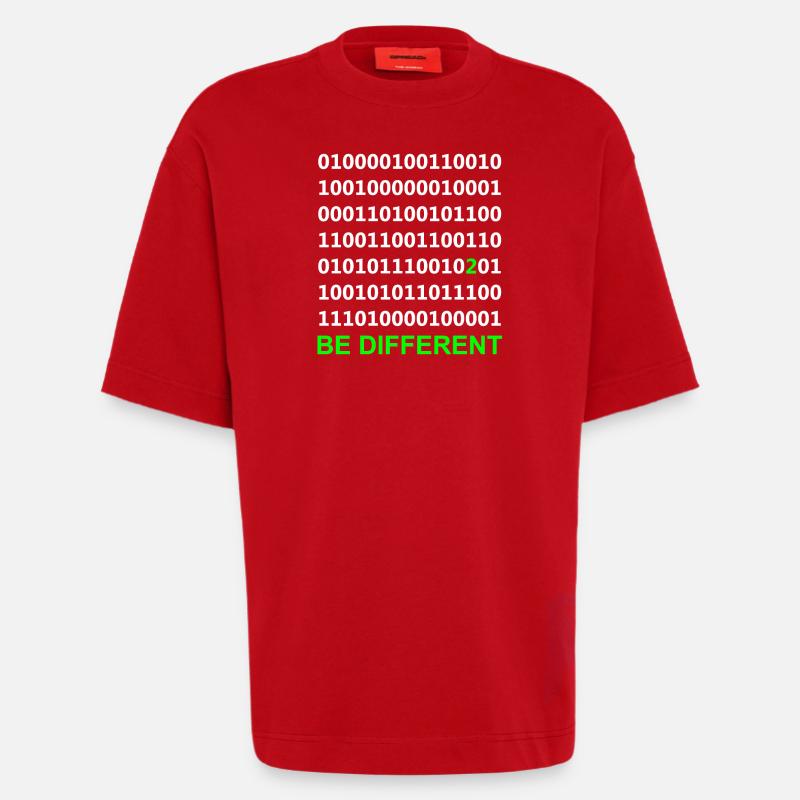 Be Different - Binary - Digital - Heavyweight T-Shirt - made by SPREAD - red