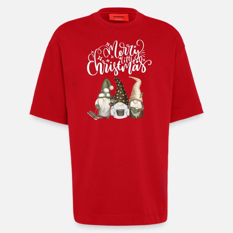 Joyeux Noël petits elfes - T-shirt bio épais oversize fabriqué en UE - rouge