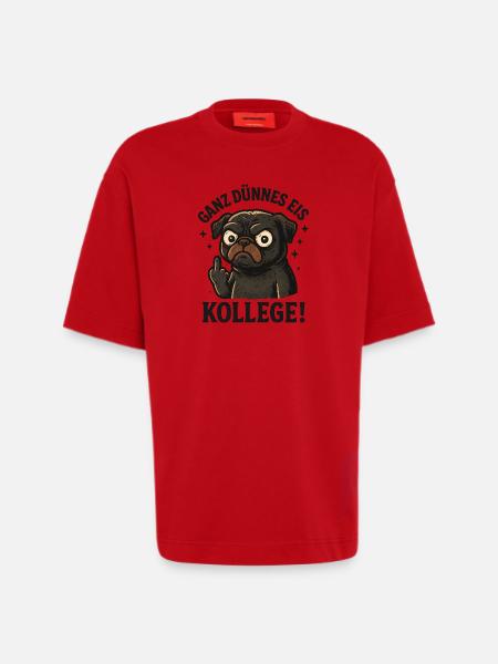 Very thin colleague pug dog - Heavyweight T-Shirt - made by SPREAD - red