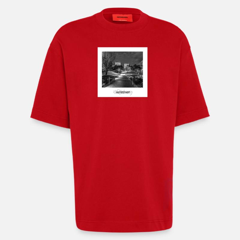 Wolfsburg bei Nacht - Heavyweight T-Shirt - made by SPREAD  - Rot