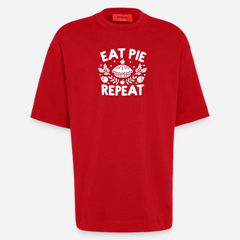 Eat Pie Répéter - T-shirt bio épais oversize fabriqué en UE - rouge