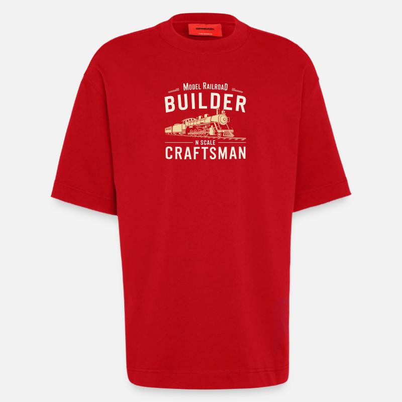 Précision dans le modélisme - T-shirt bio épais oversize fabriqué en UE - rouge