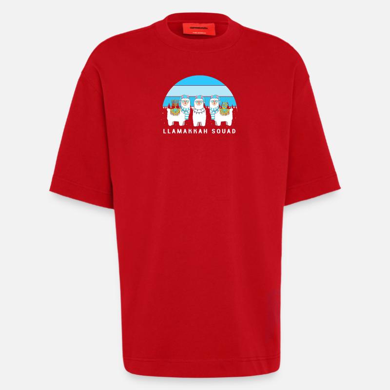 Hanoukka Hanoukka Hanoucca - T-shirt bio épais oversize fabriqué en UE - rouge