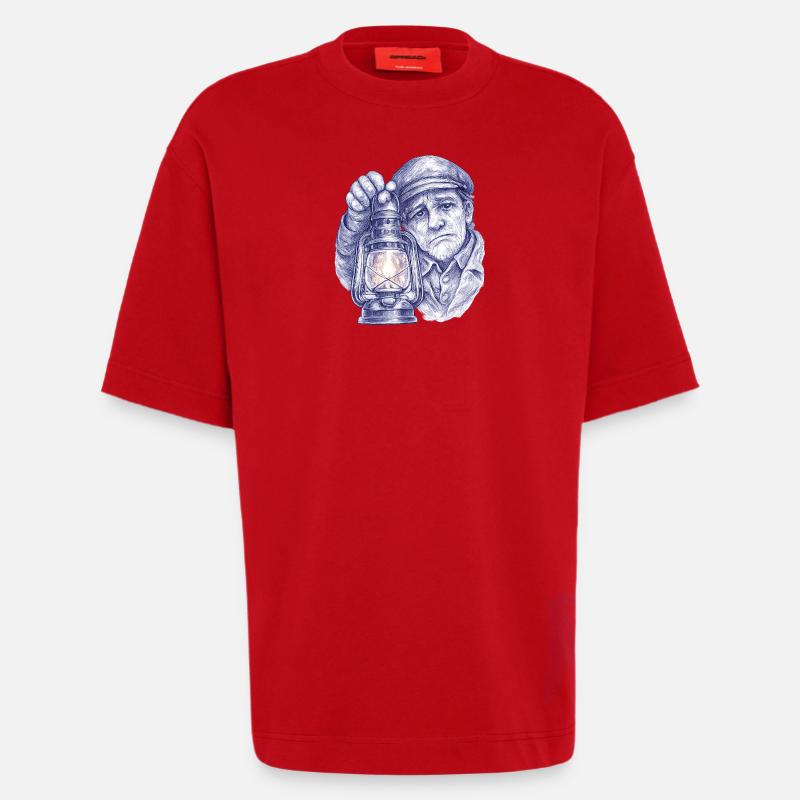 Älterer Mann mit Laterne - Heavyweight T-Shirt - made by SPREAD  - Rot