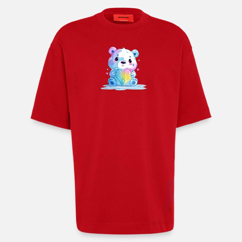 Süßer Eisbär mit Regenbogenherz - Heavyweight T-Shirt - made by SPREAD  - Rot