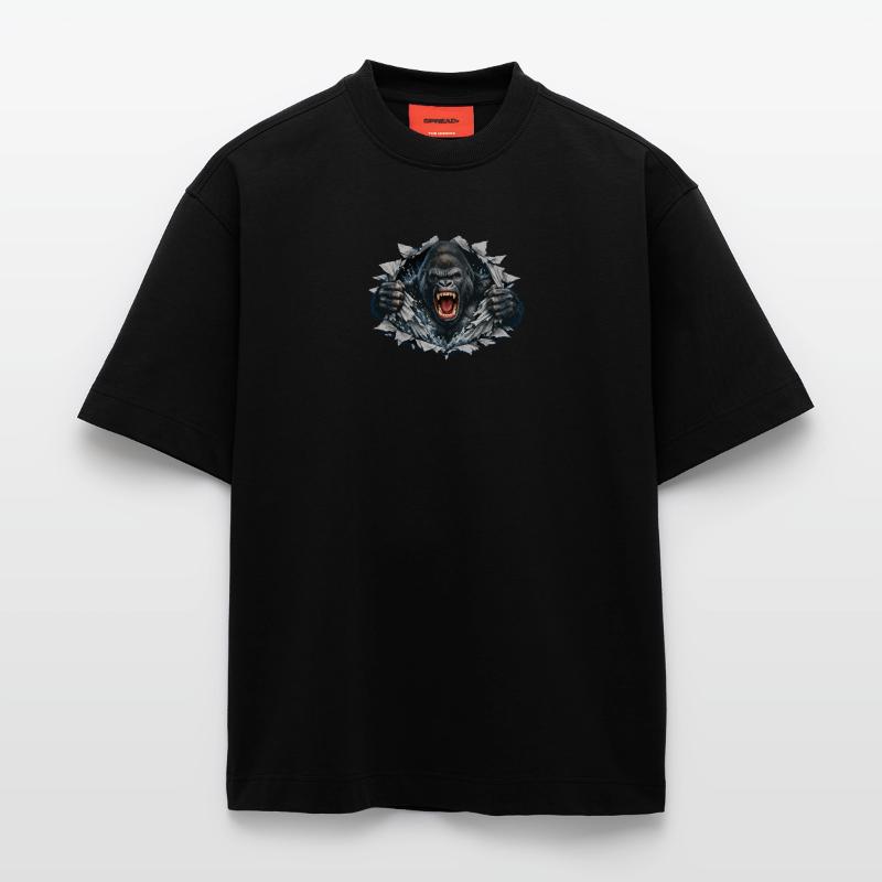 Gorilla Breaks Through: Roaring Power Heavyweight T-Shirt - made by SPREAD 