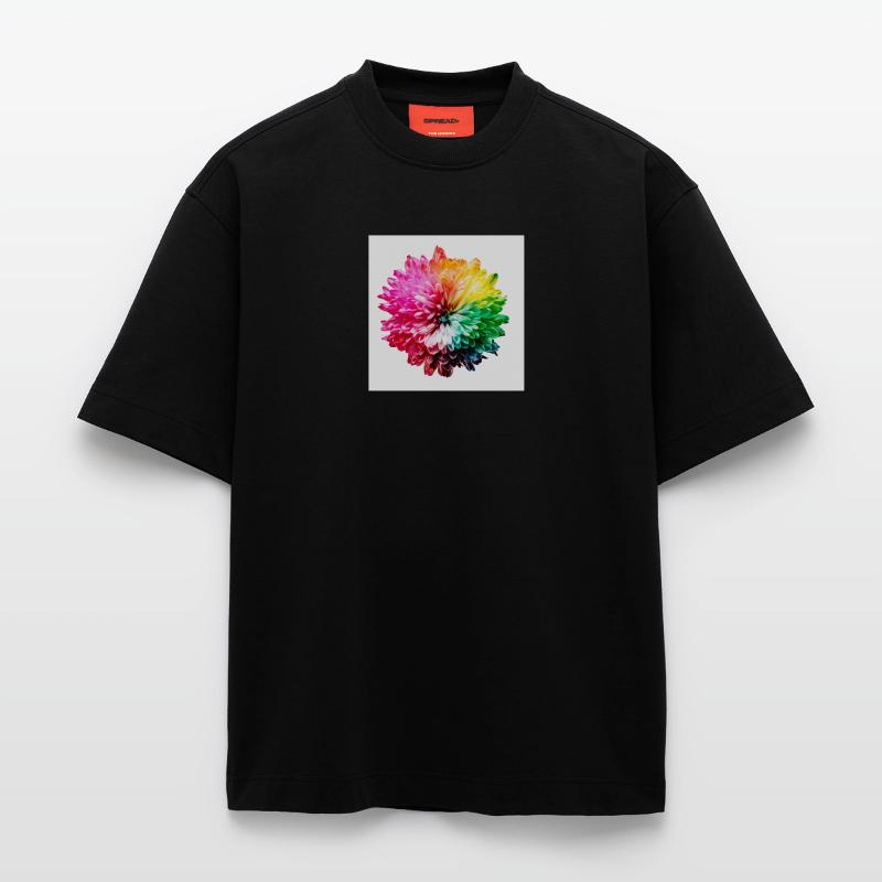 Explosion de la Fleur Arc-en-ciel T-shirt bio épais oversize fabriqué en UE
