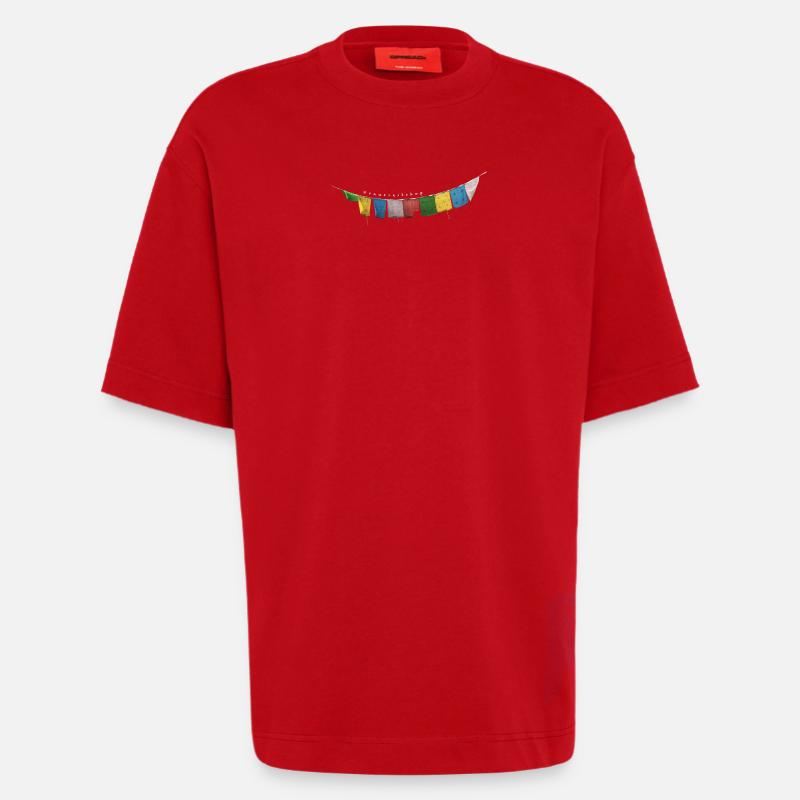 Drapeaux de prière - T-shirt bio épais oversize fabriqué en UE - rouge