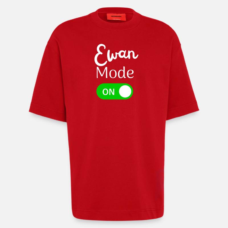 Ewan Mode ON Activation Fun - T-shirt bio épais oversize fabriqué en UE - rouge