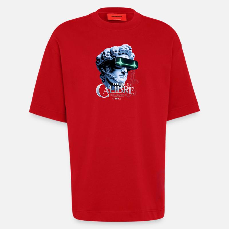 Statue VR de plus haut calibre - T-shirt bio épais oversize fabriqué en UE - rouge