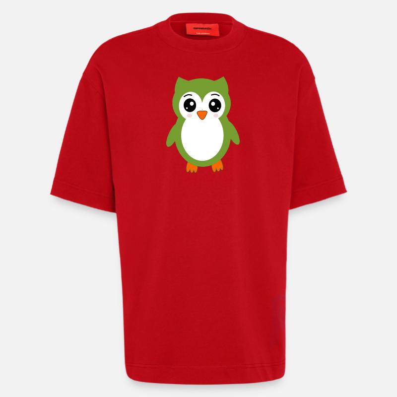 Eule grüne Eule - Heavyweight T-Shirt - made by SPREAD  - Rot