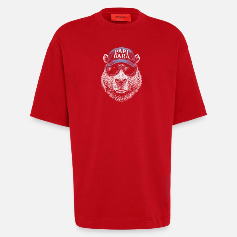 Papi Bara Bär mit Sonnenbrille - Heavyweight T-Shirt - made by SPREAD  - Rot