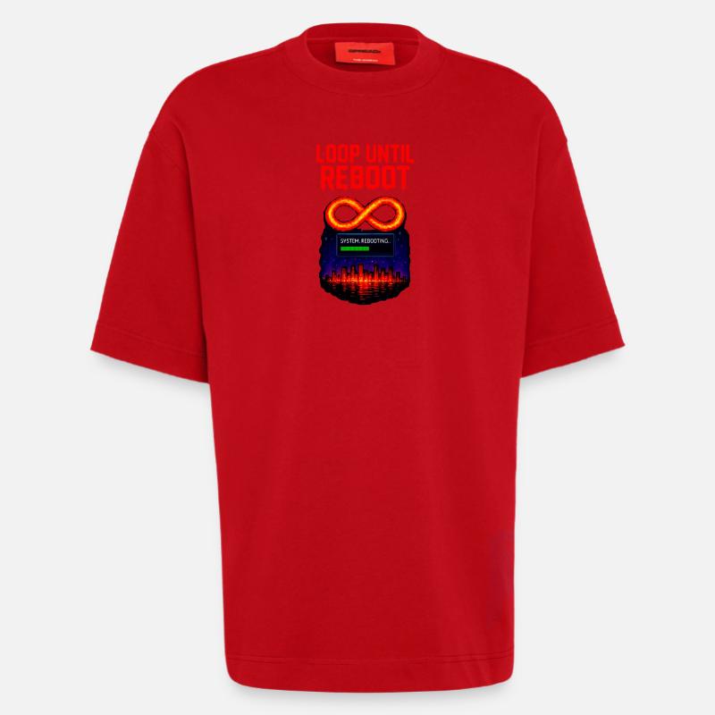 Loop Until Reboot – Pixel Shirt - Heavyweight T-Shirt - made by SPREAD  - Rot
