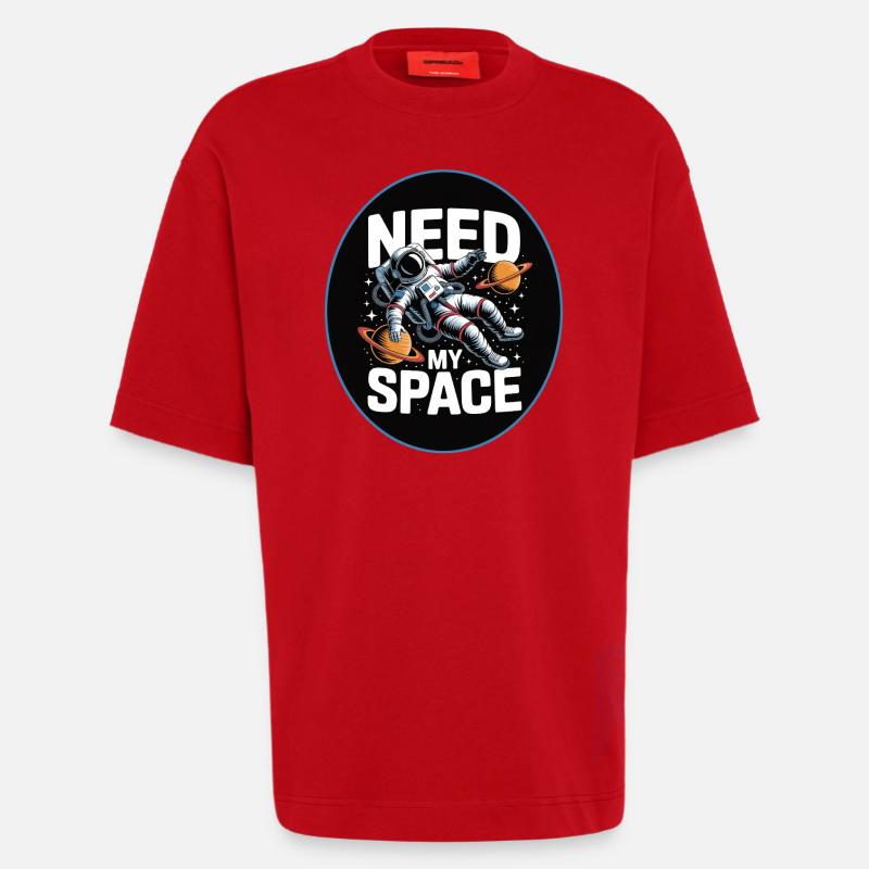 Need My Space : Conception d’astronautes - T-shirt bio épais oversize fabriqué en UE - rouge