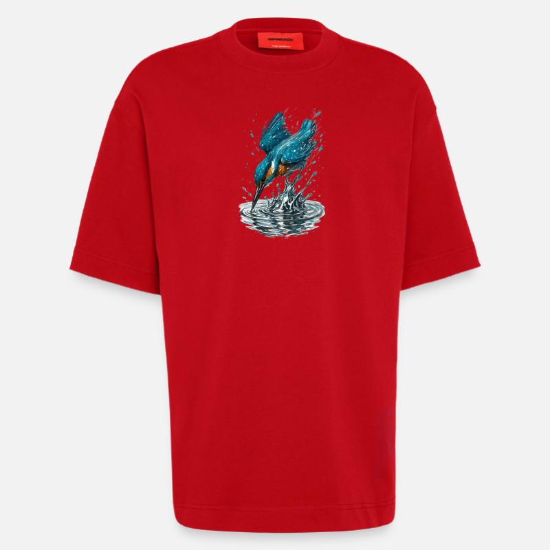 Eisvogel im Einsatz - Heavyweight T-Shirt - made by SPREAD - Rot