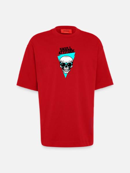 Skull with Glasses - Heavyweight T-Shirt - made by SPREAD - red