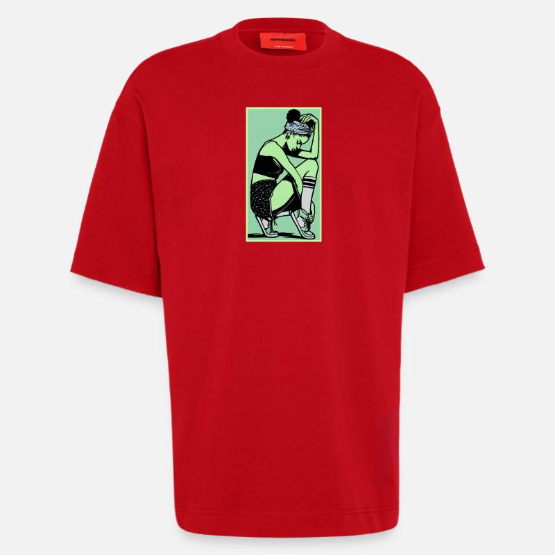 Danseuse #5 - T-shirt bio épais oversize fabriqué en UE - rouge