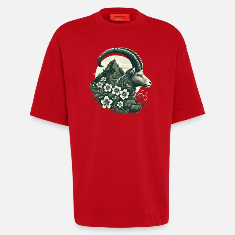 Steinbock Sternzeichen - Bergziege Astrologie - Heavyweight T-Shirt - made by SPREAD  - Rot
