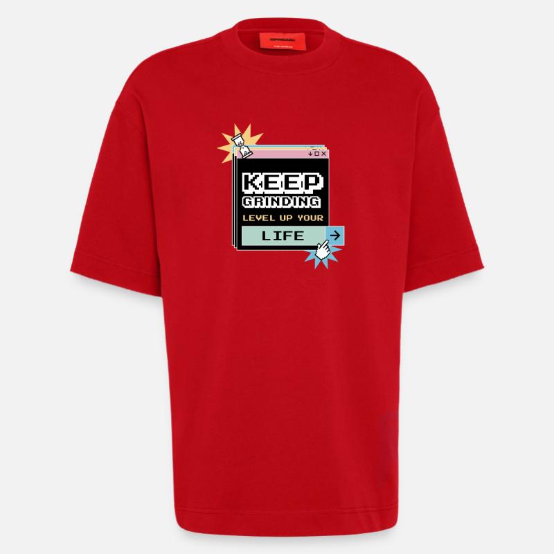 Keep Grinding Daily Motivation Perseverance - Heavyweight T-Shirt - made by SPREAD  - red