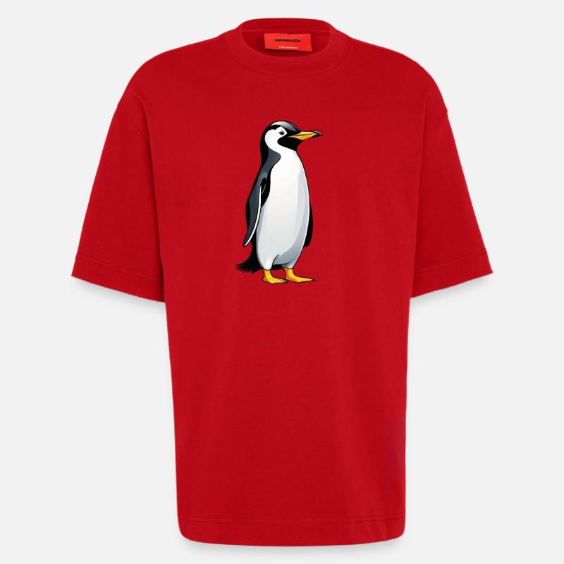 Illustration eines Pinguins mit freundlichem Blick - Heavyweight T-Shirt - made by SPREAD - Rot