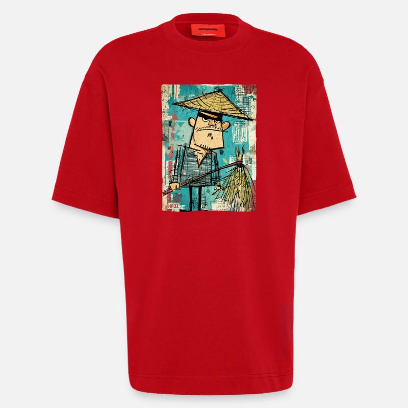 Graffiti Samurai mit Besen - Heavyweight T-Shirt - made by SPREAD - Rot