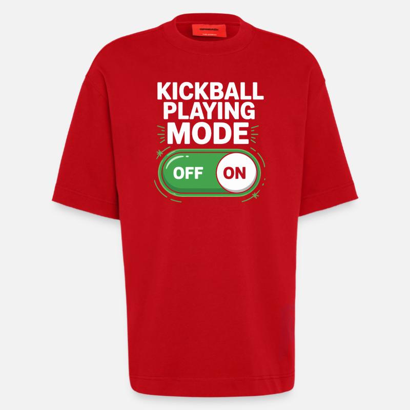 Mode de jeu Kickball activé désactivé - T-shirt bio épais oversize fabriqué en UE - rouge