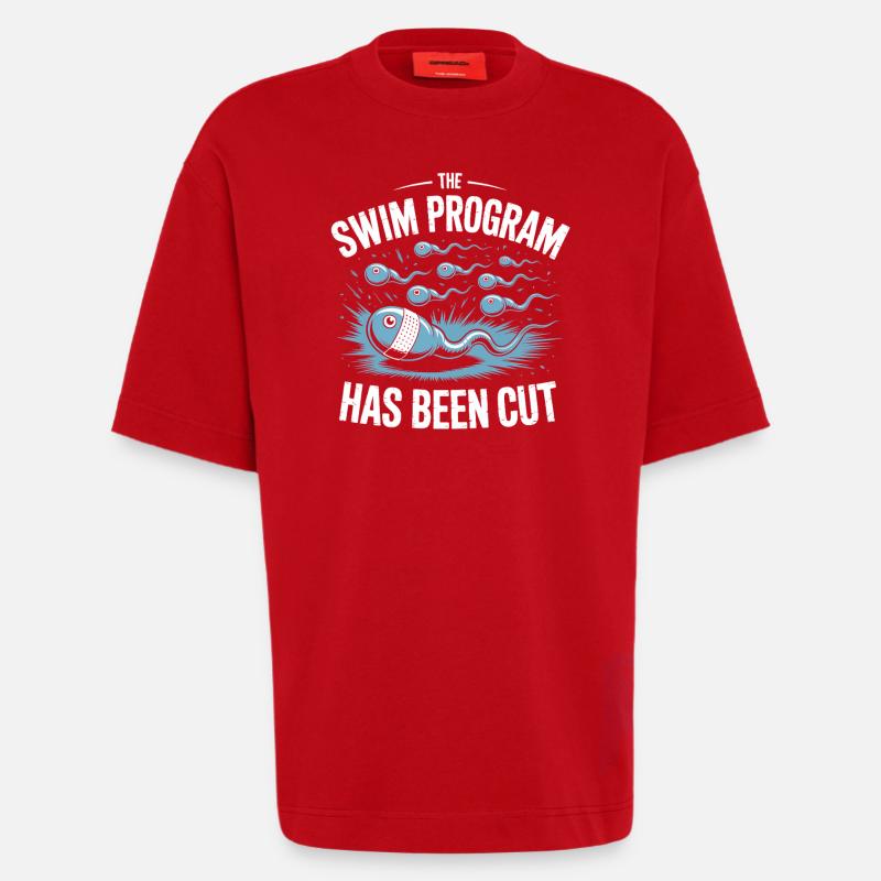 Le programme de natation est terminé - T-shirt bio épais oversize fabriqué en UE - rouge