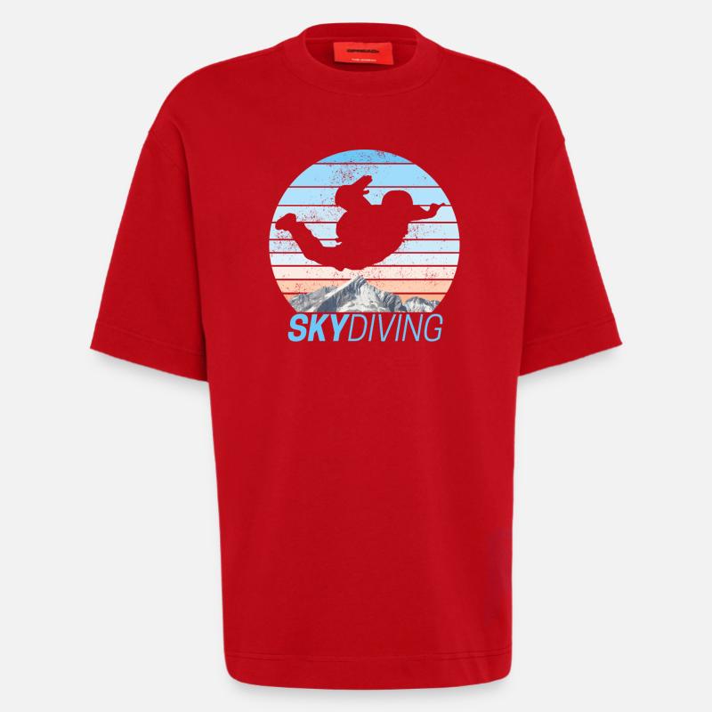 Skydiving Skydiving Sunset - Heavyweight T-Shirt - made by SPREAD  - red