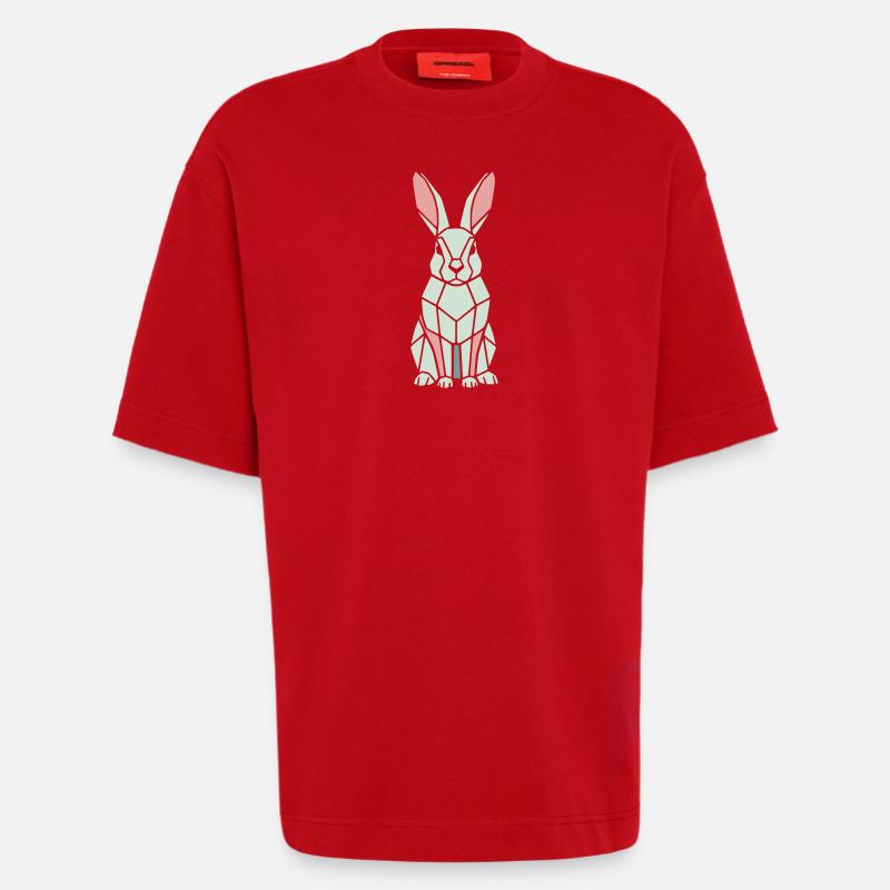 Geometric Bunny Low Poly Modern - Heavyweight T-Shirt - made by SPREAD  - red