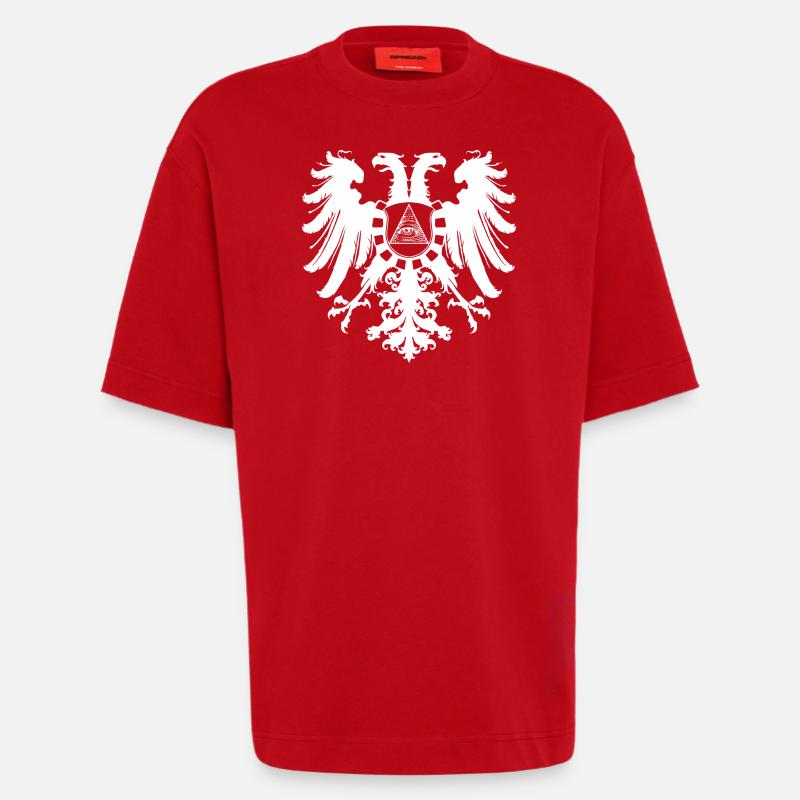 White Illuminati Eagle - Heavyweight T-Shirt - made by SPREAD  - red
