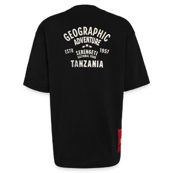 Vintage Tanzania Geographical Adventure - Heavyweight T-Shirt - made by SPREAD  - SOLID BLACK - Back - Fiona (171cm)
