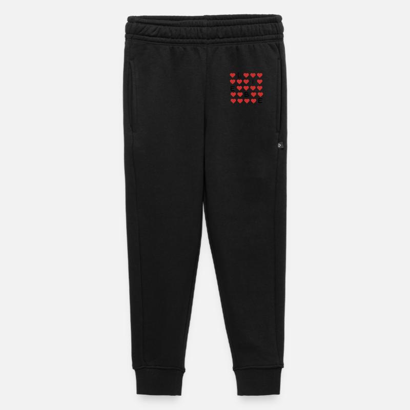 Red Heart Pattern Repeat - Kids’/Teens' Premium Sweatpants - black