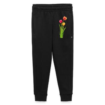 Three brightly coloured tulips as a spring bouquet - Kids’/Teens' Premium Sweatpants - black - Front - AI Model Kid Male (0cm)