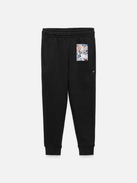 paysage enneigé dans un style géométrique - Pantalon de survêtement enfant/adolescent premium - noir