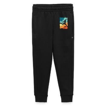 Football couleurs colorées joueur tir logo rétro - Pantalon de survêtement enfant/adolescent premium - noir - Devant - AI Model Kid Male (0cm)