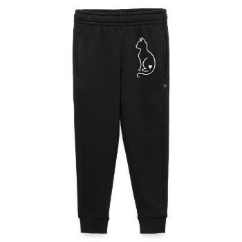 Cat Line Art – White Minimal Design with Heart - Kids’/Teens' Premium Sweatpants - black - Front - AI Model Kid Male (0cm)