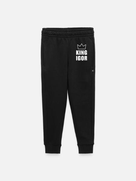 Nom d'Igor avec la lettre I - T-shirt King Crown - Pantalon de survêtement enfant/adolescent premium - noir - Devant